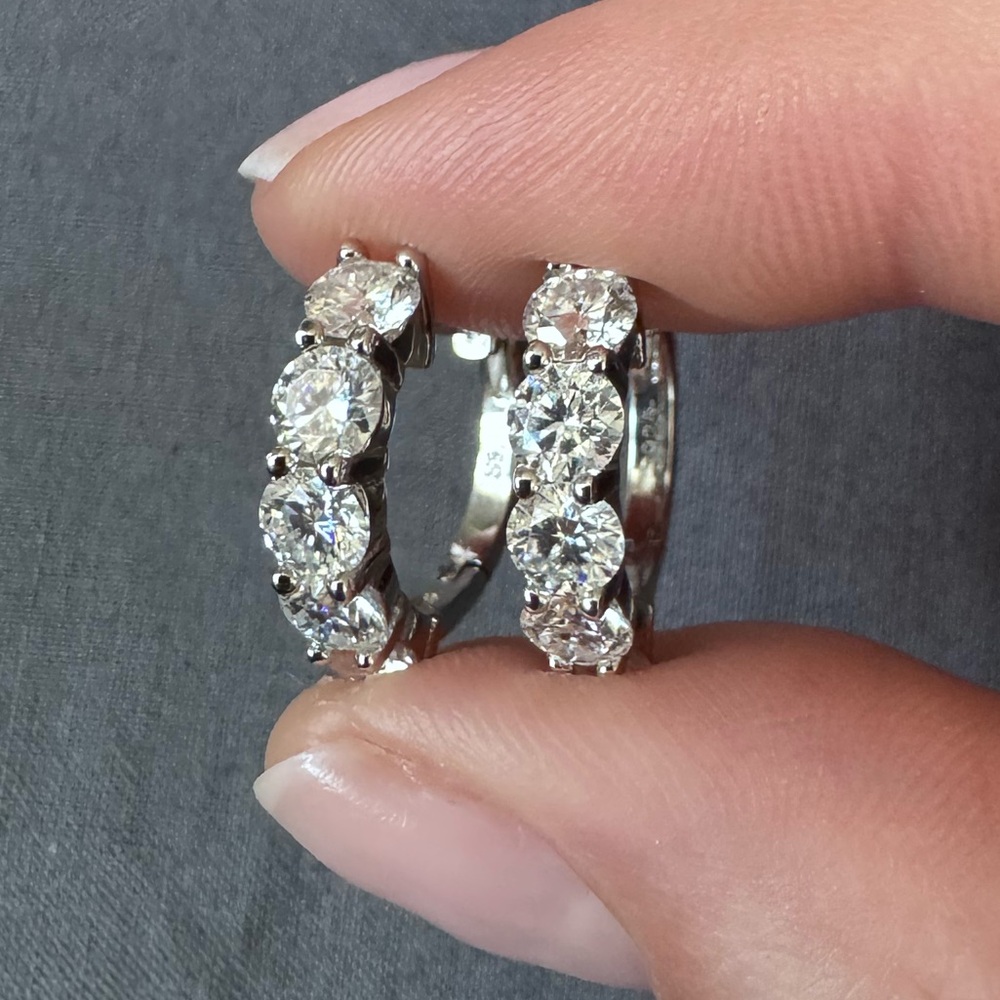 Moissanite Sterling Silver Hoop Earrings